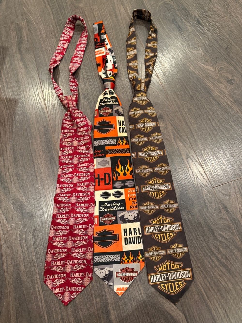 Harley-Davidson Red, Orange & Brown Logo Pattern Neckties